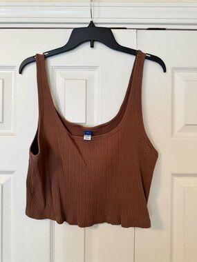 Old Navy Ribbed Cropped Tank Top - Chocolate Brown